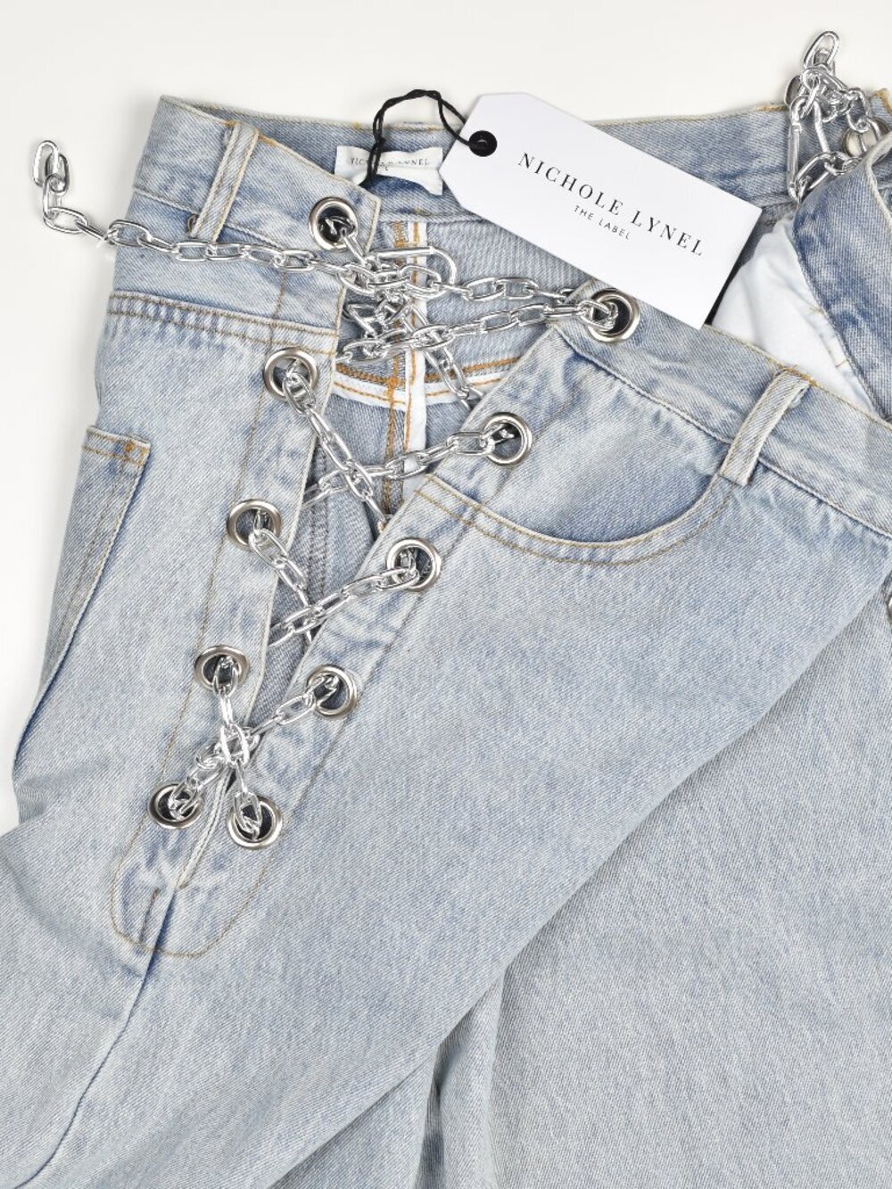 Nichole Lynel Chain Embellished High Rise Jeans NEW - L - Picture 6 of 9